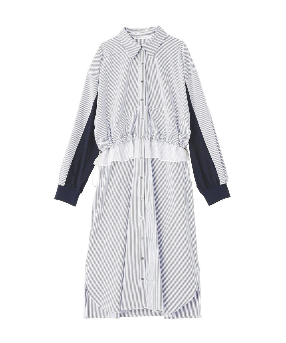 YECCA VECCA シアーMIXドロストデザインシャツワンピース 