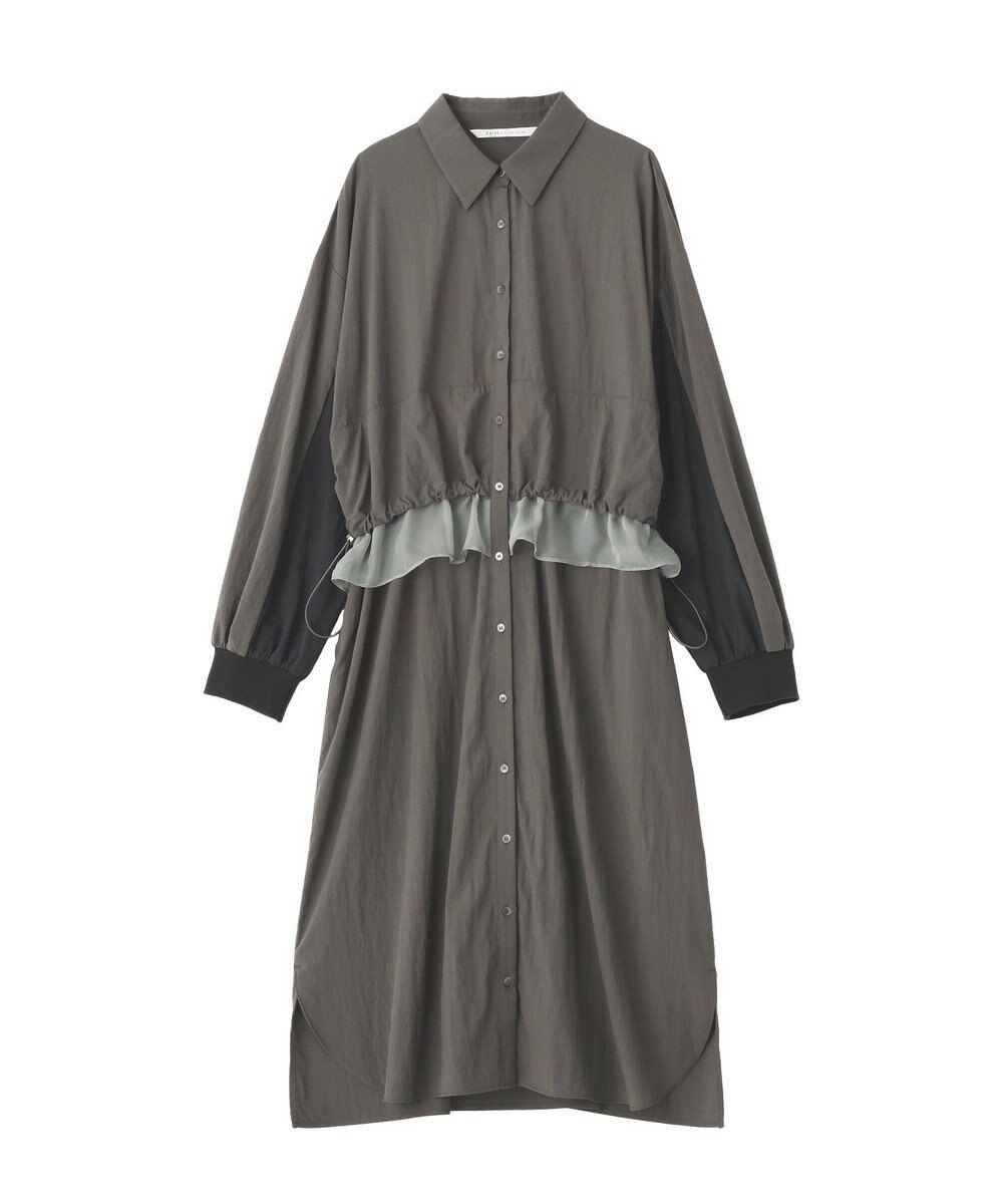 YECCA VECCA シアーMIXドロストデザインシャツワンピース 