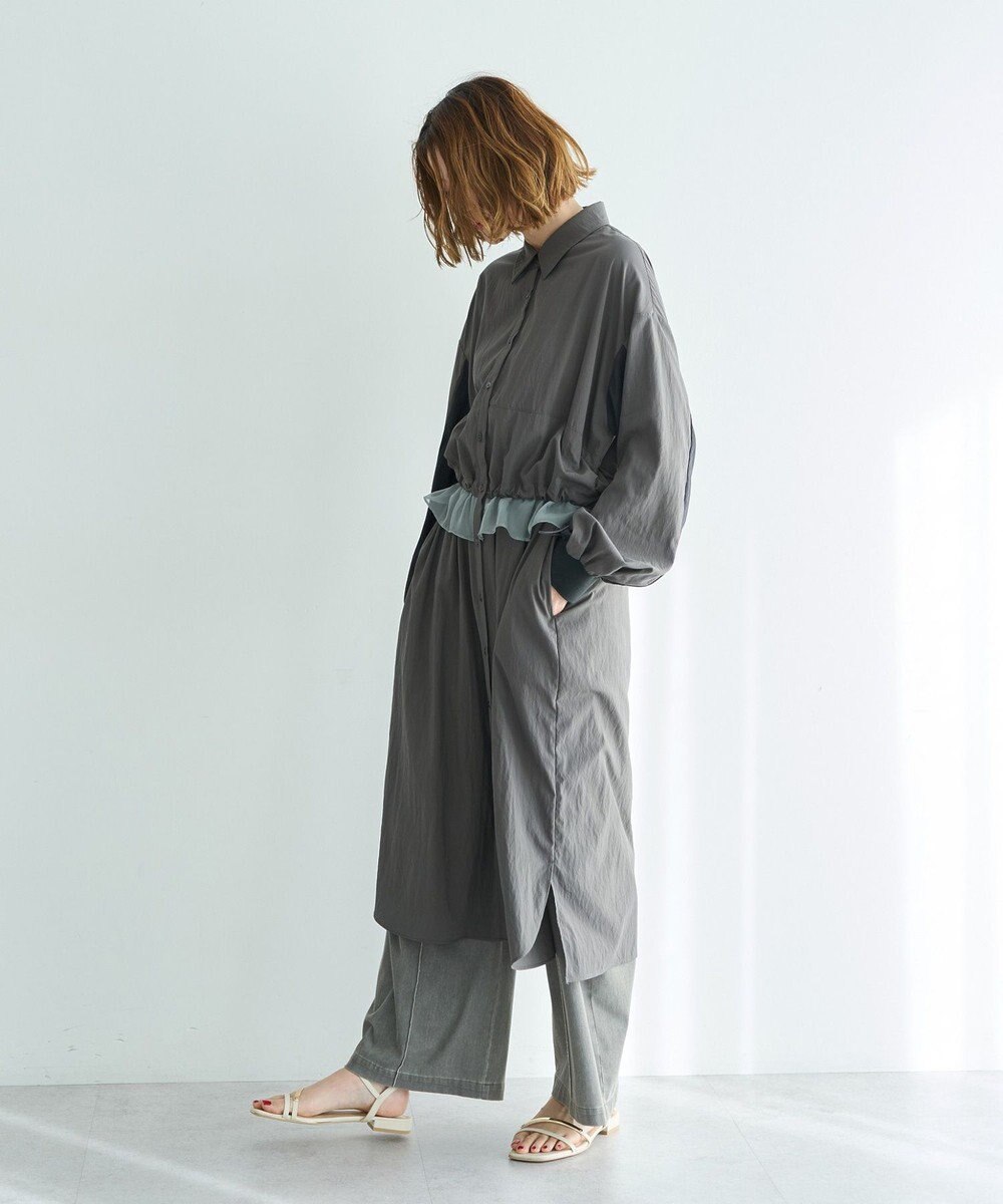 YECCA VECCA シアーMIXドロストデザインシャツワンピース 