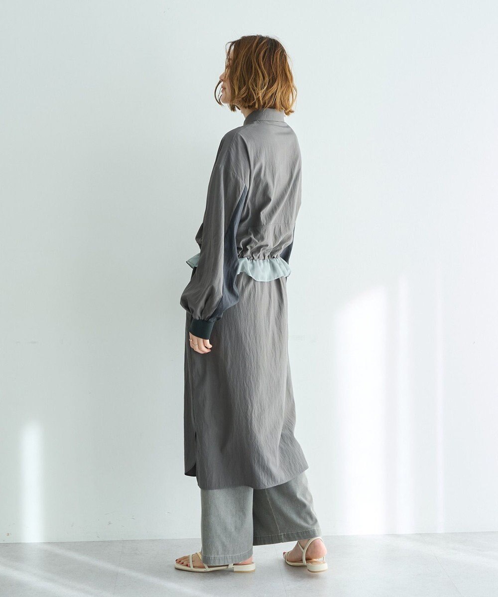 YECCA VECCA シアーMIXドロストデザインシャツワンピース 