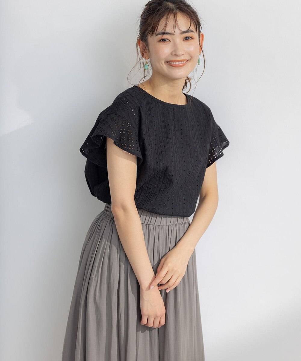 組曲 S エンブロイダリーレースフレンチスリーブ ブラウス 