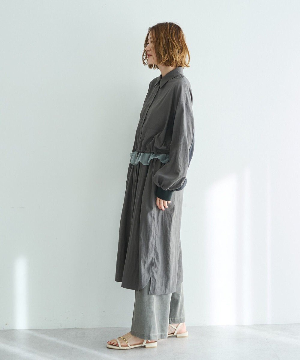 YECCA VECCA シアーMIXドロストデザインシャツワンピース 