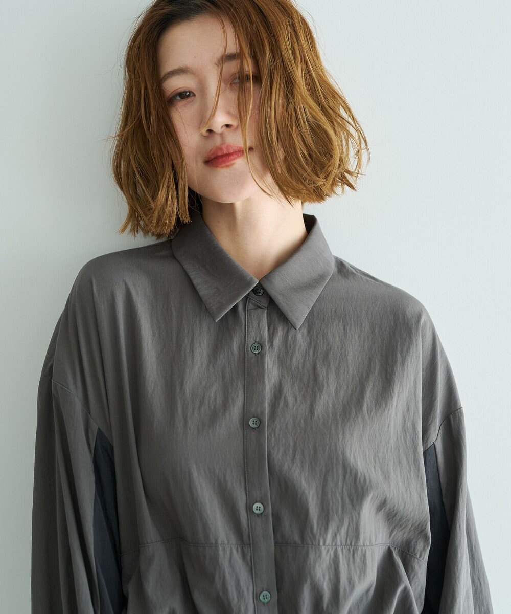 YECCA VECCA シアーMIXドロストデザインシャツワンピース 