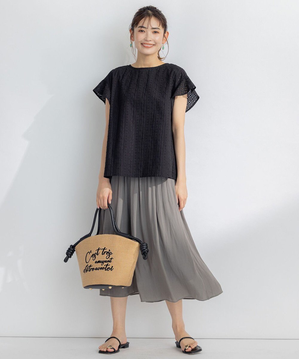 組曲 L エンブロイダリーレースフレンチスリーブ ブラウス 