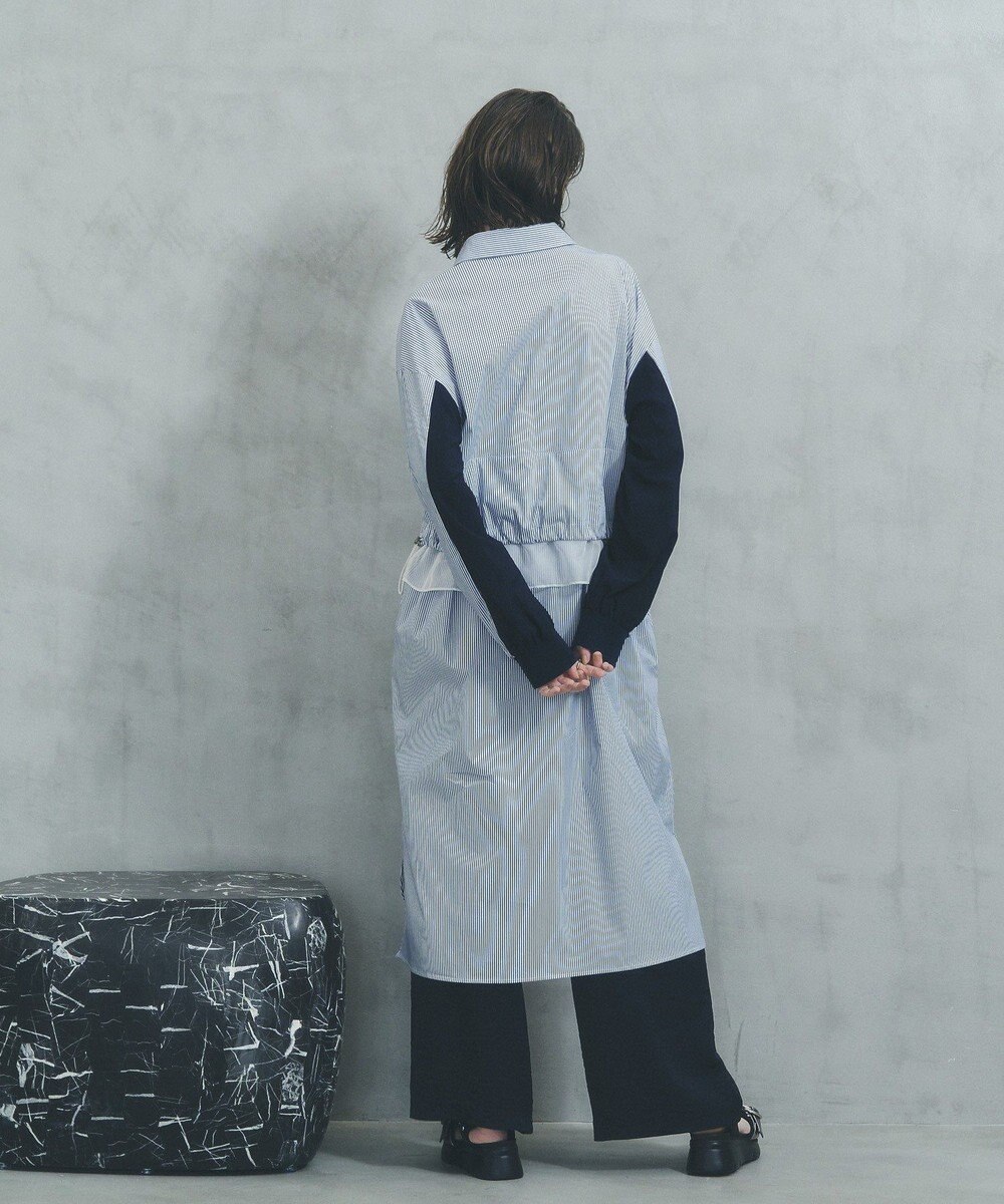 YECCA VECCA シアーMIXドロストデザインシャツワンピース 