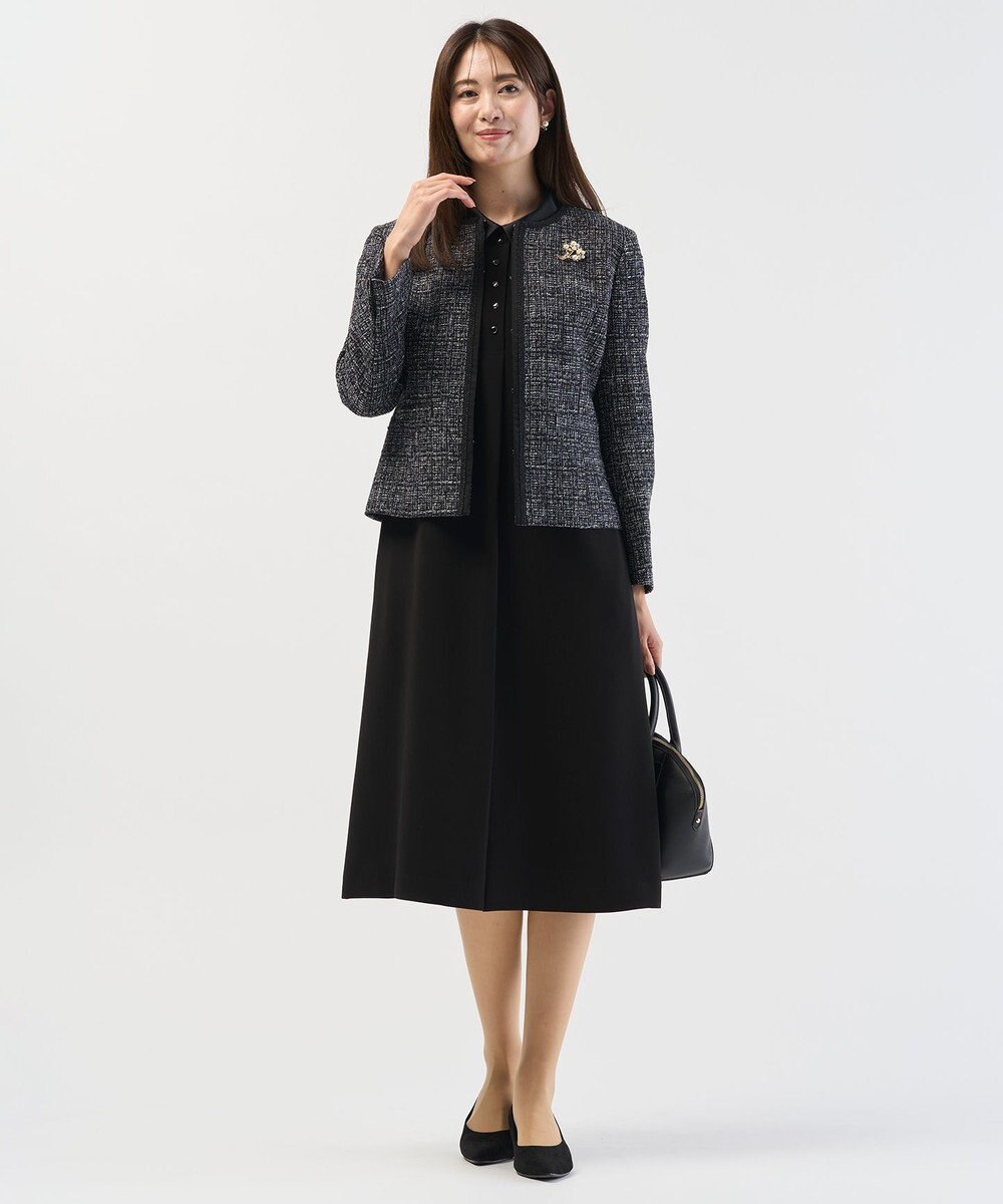 J.PRESS LADIES 【セットアップ対応】ファンシーツイード ノーカラー ジャケット 