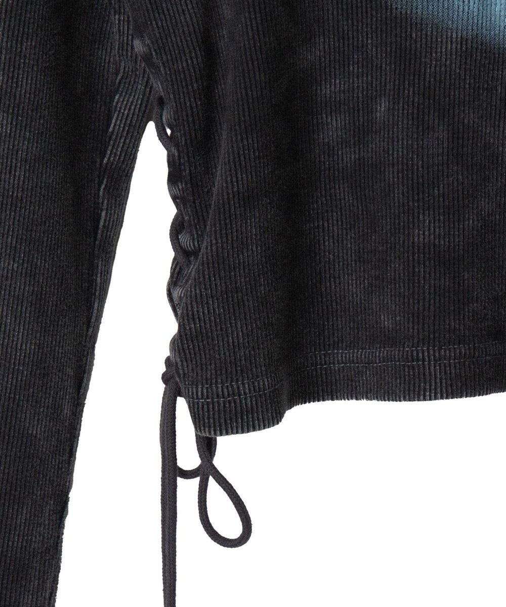 WEGO ヴィンテージウォッシュレースアップロンT 