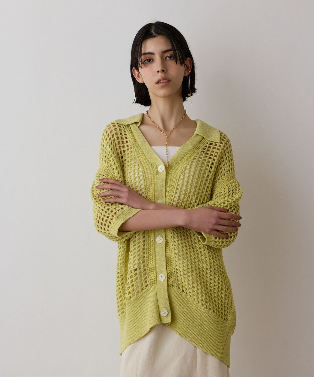 GRACE CONTINENTAL メッシュスキッパーニットカーディガン 