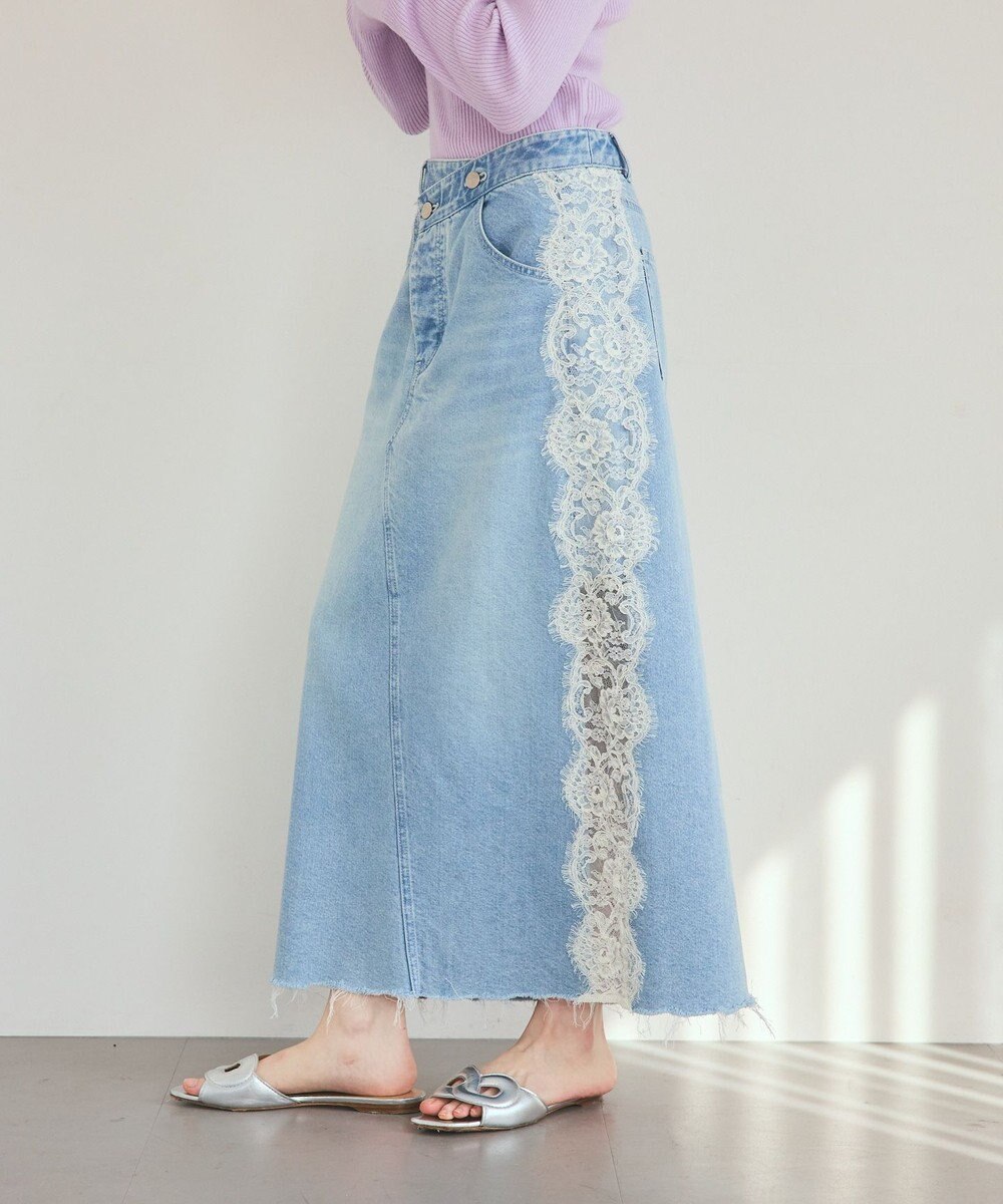 GRACE CONTINENTAL サイドレースデニムスカート 
