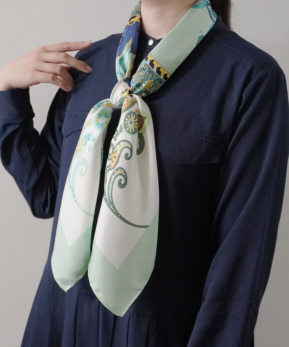 Marca ＜秋の新柄＞【Marcaオリジナル】サークルペイズリー  大判 シルクツイル スカーフ 