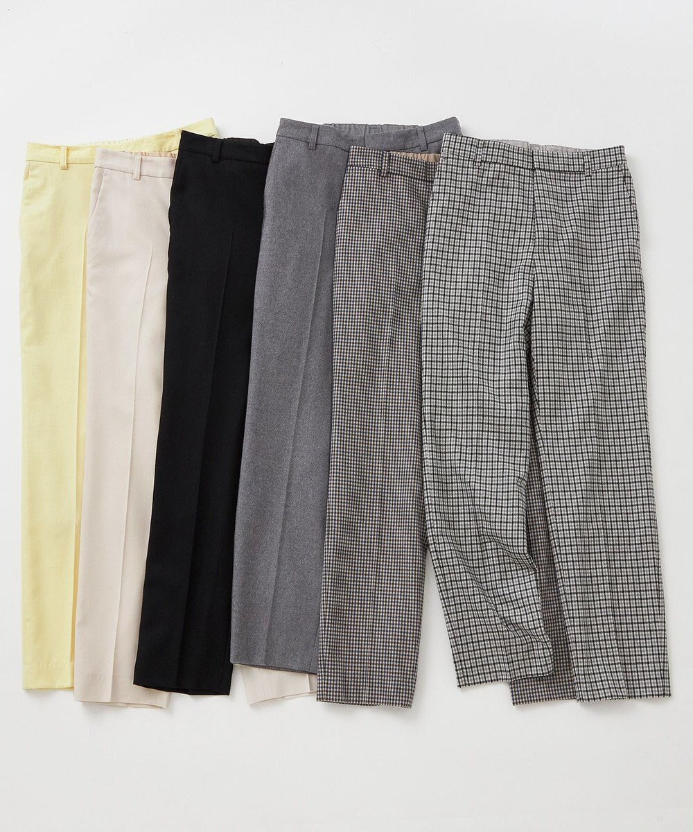 23区 L ウールミルドストレッチチェック ワイドパンツ 