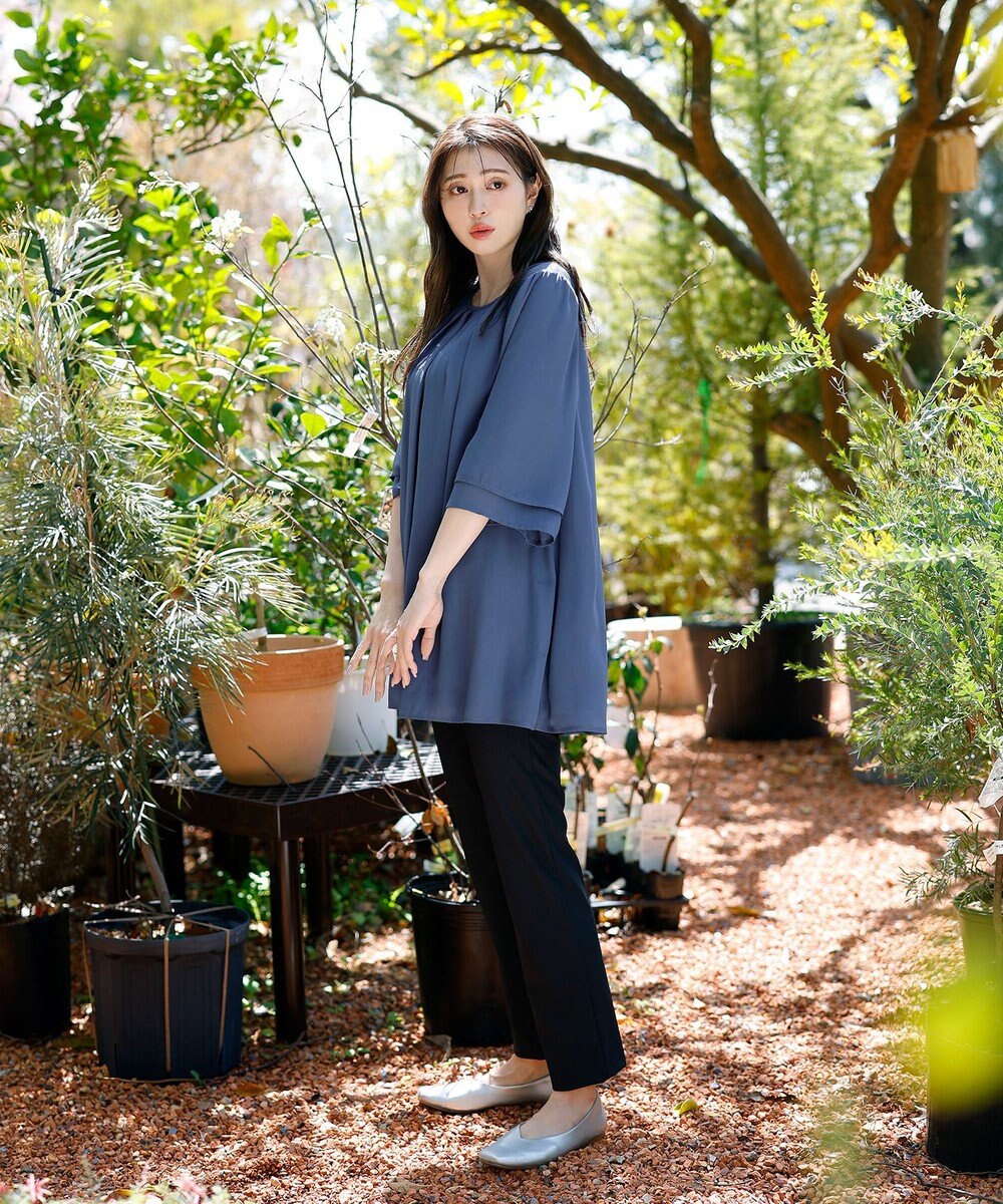 Tiaclasse 【洗える】レイヤードスリーブシフォンチュニック 