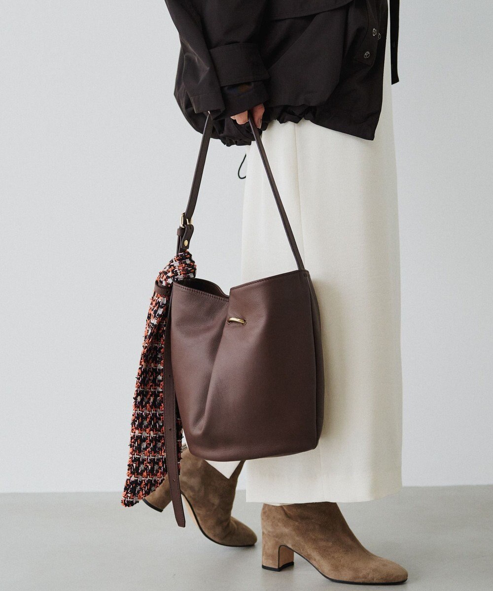 russet ツイードスカーフ付きレザー2WAYショルダーバッグ(CE-1632) 