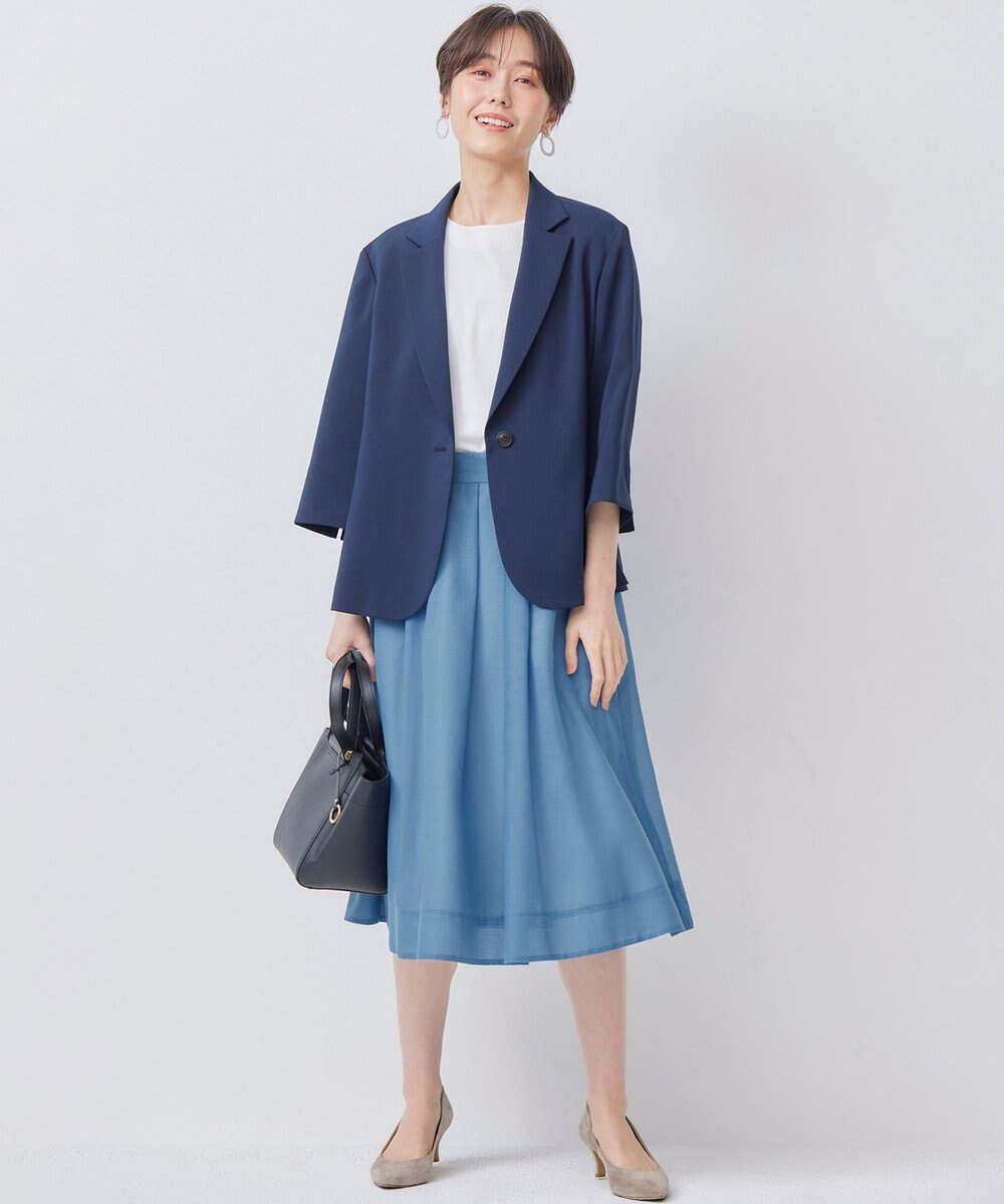 組曲 L 【洗える・シワになりにくい】カラーボイル シアーフレアスカート 