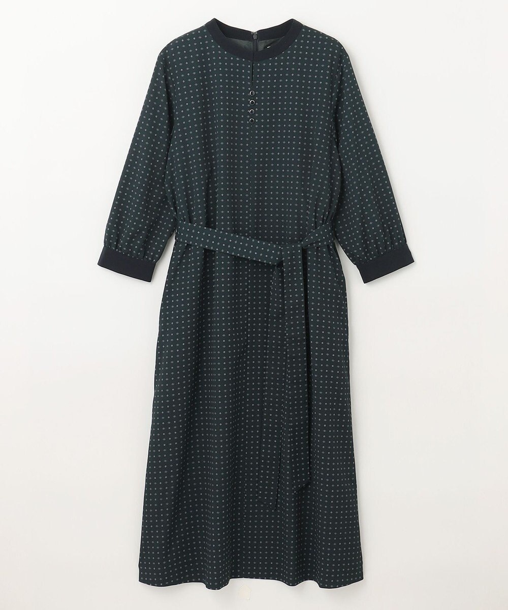 J.PRESS LADIES 【洗える】シュリンクデシン ジオメトリックプリント ワンピース 