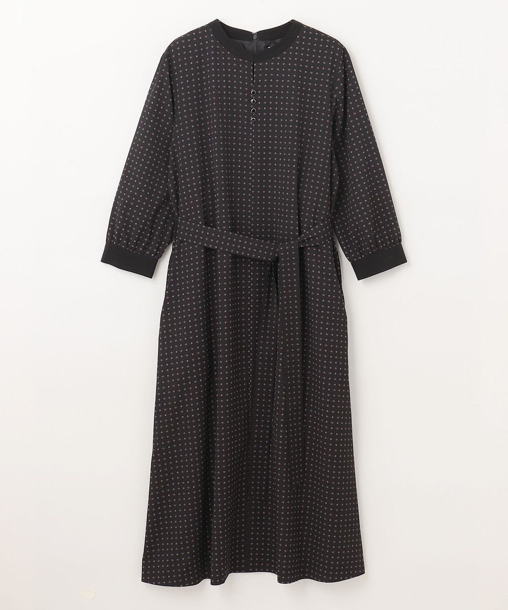 J.PRESS LADIES 【洗える】シュリンクデシン ジオメトリックプリント ワンピース 