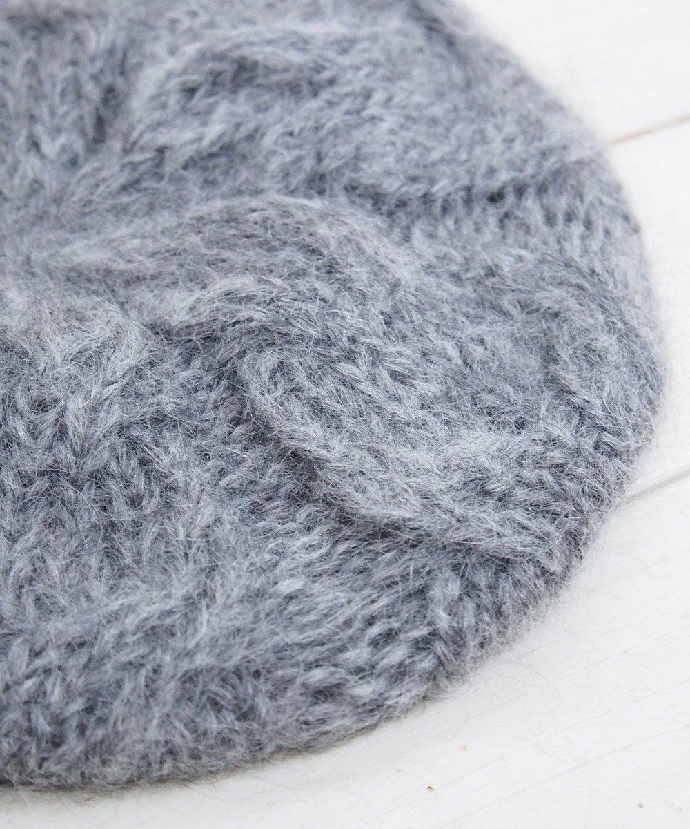 石田製帽 モヘアケーブルニット ベレー帽 