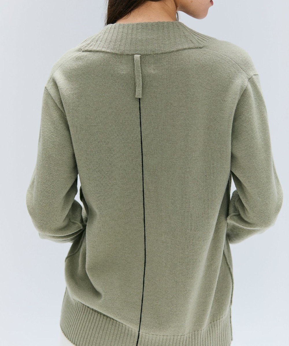 BEIGE， 【洗える】POMPE / ウールカシミヤ配色ラインVネックニット 