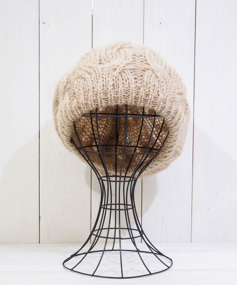 石田製帽 モヘアケーブルニット ベレー帽 