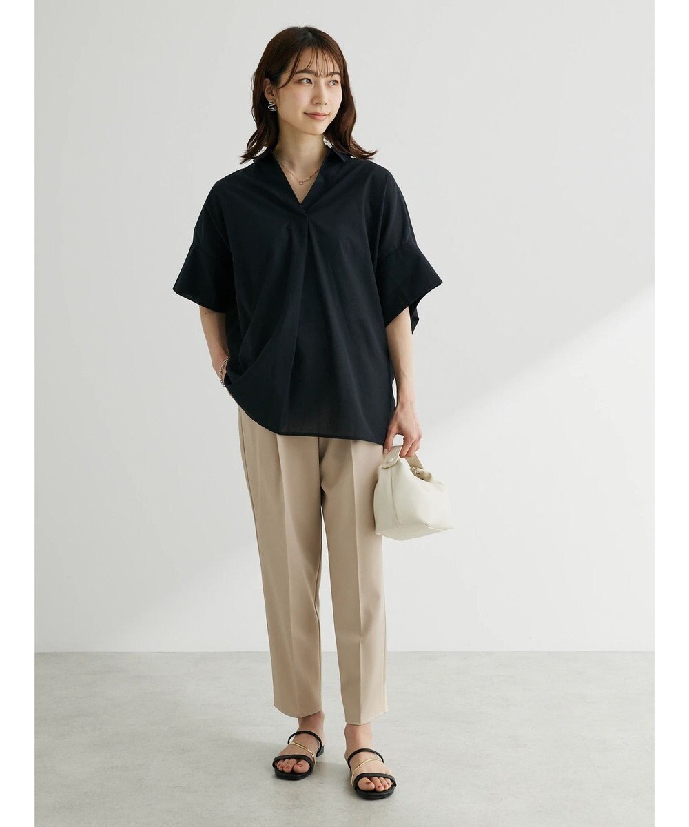 Green Parks 綿麻混スキッパーシャツ 