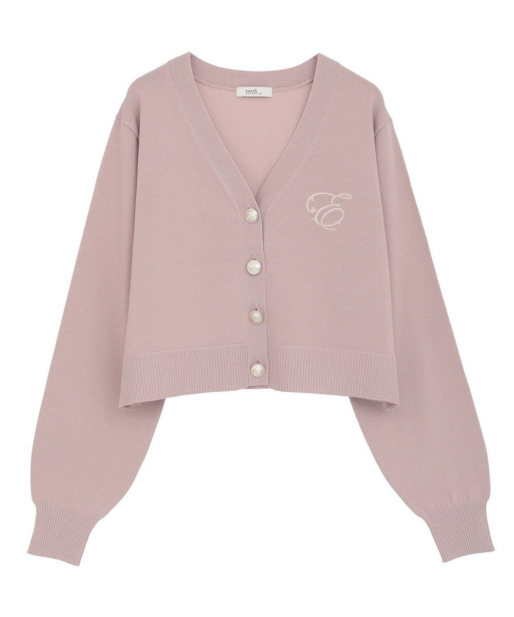 earth music&ecology ロゴ刺繍カーディガン 