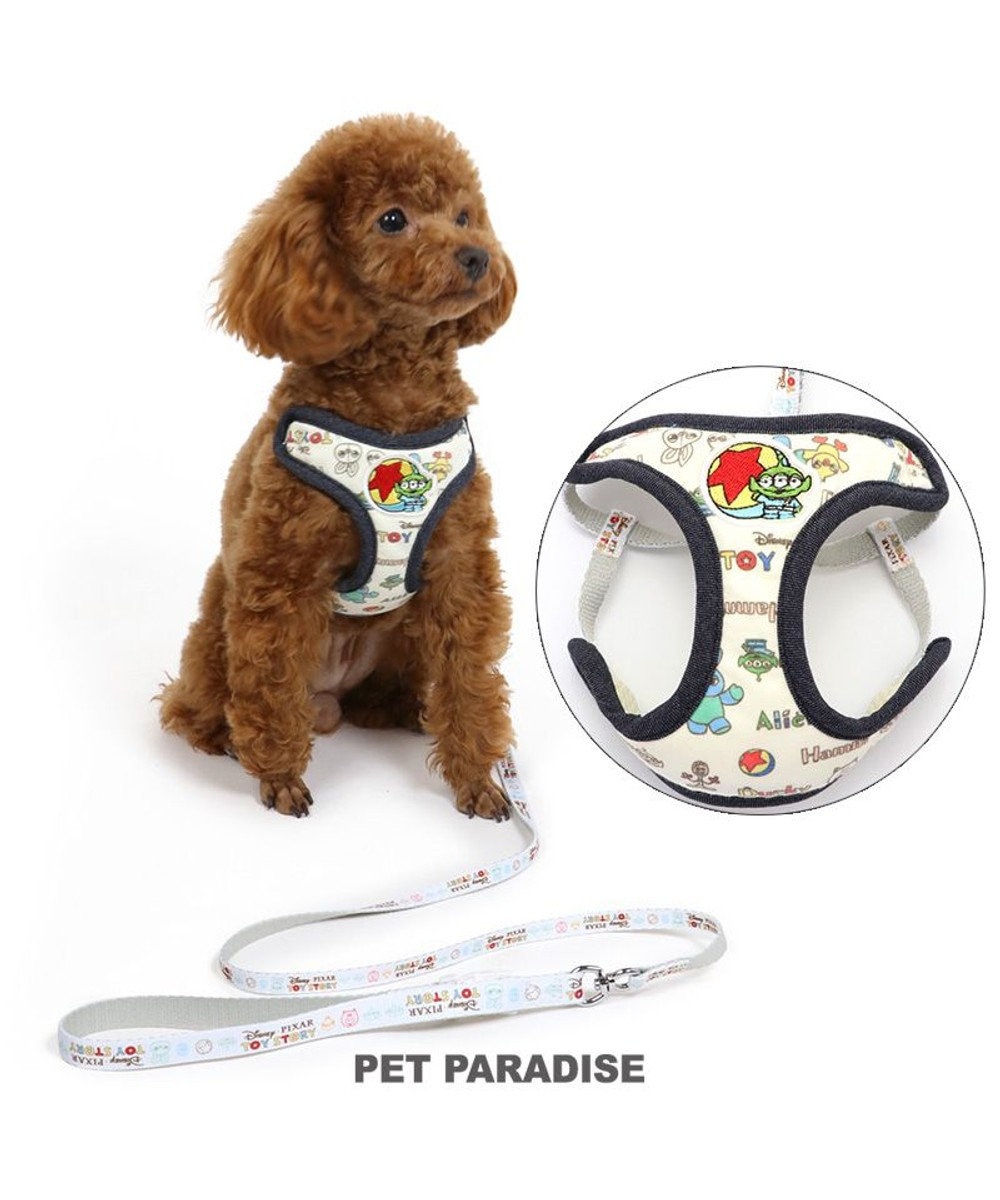 PET PARADISE 犬 ハーネス リード ディズニー トイ・ストーリー ロゴ総柄 ハーネスリード 〔Ｓ〕 小型犬 おさんぽ おでかけ お出掛け おしゃれ オシャレ かわいい 白~オフホワイト