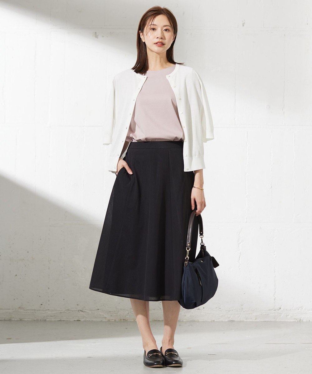 J.PRESS LADIES 【洗える・抗菌防臭】コットンアセテート クルーネック カーディガン 