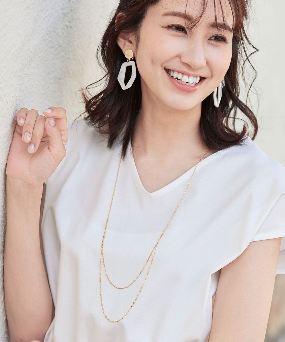 Tiaclasse 【安田美沙子さん  小倉優子さん着用・日本製】大人可愛い2連風チェーンネックレス 
