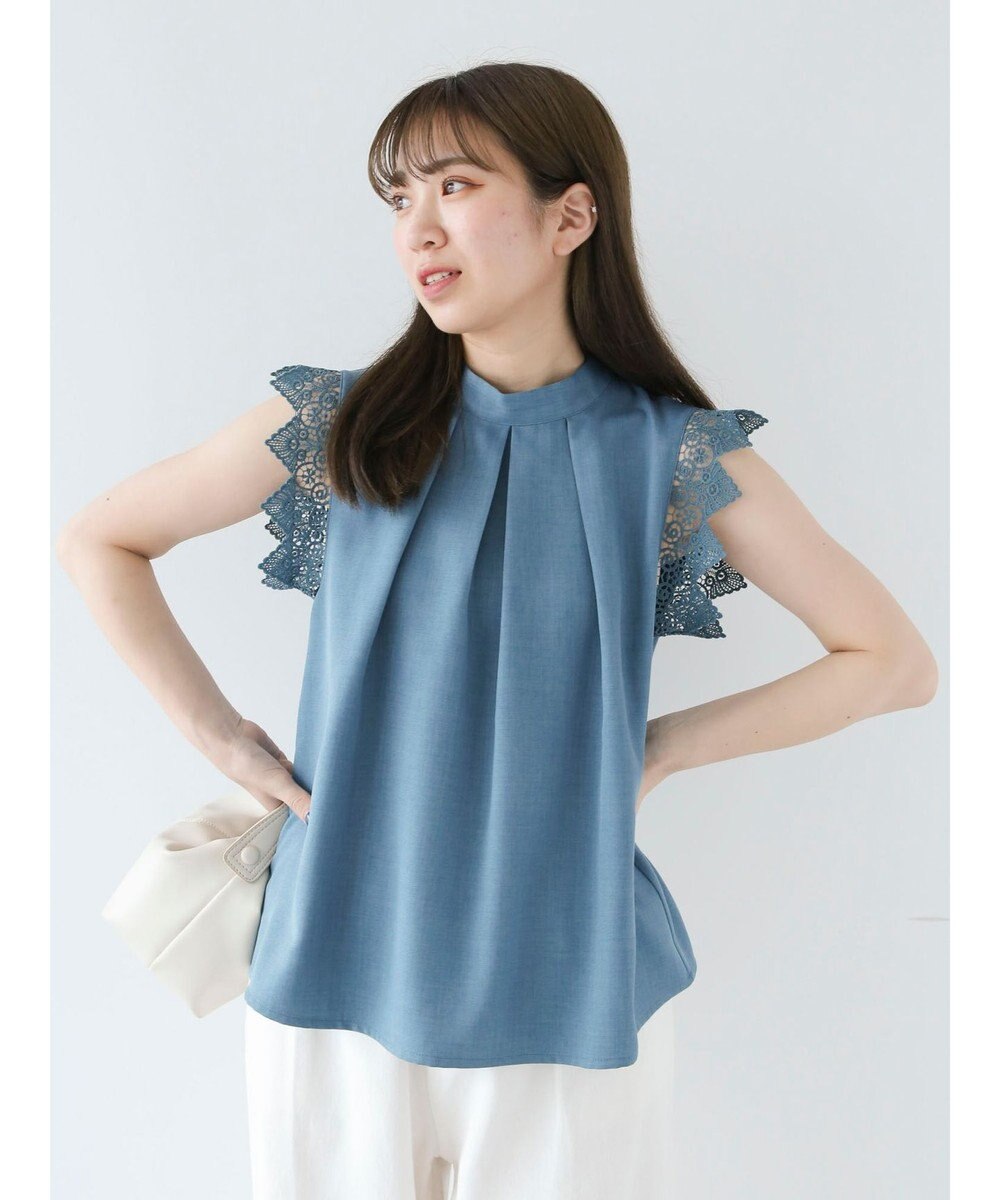Green Parks ・ＥＬＥＮＣＡＲＥ　ＤＵＥ　リネンライクレースブラウス 