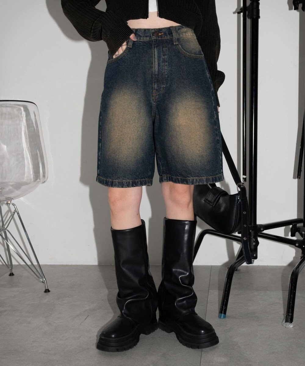 WEGO ヴィンテージウォッシュデニムハーフパンツ 
