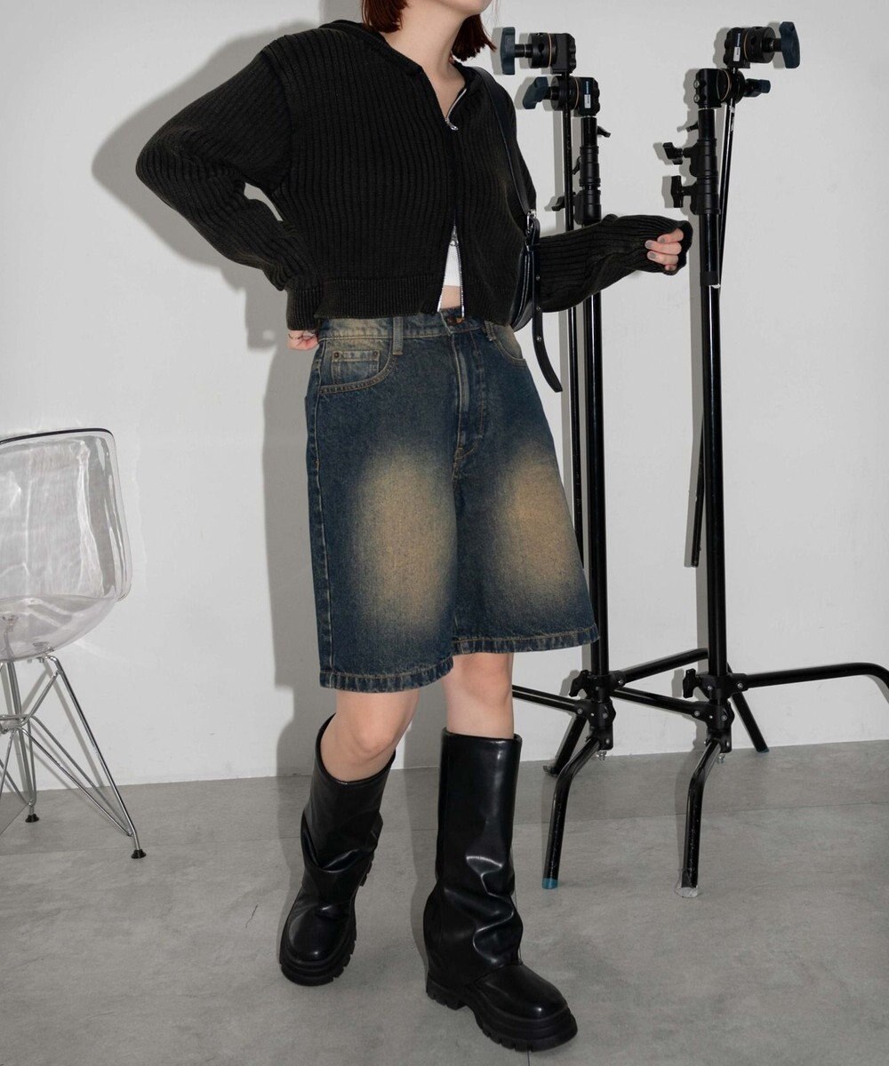 WEGO ヴィンテージウォッシュデニムハーフパンツ 