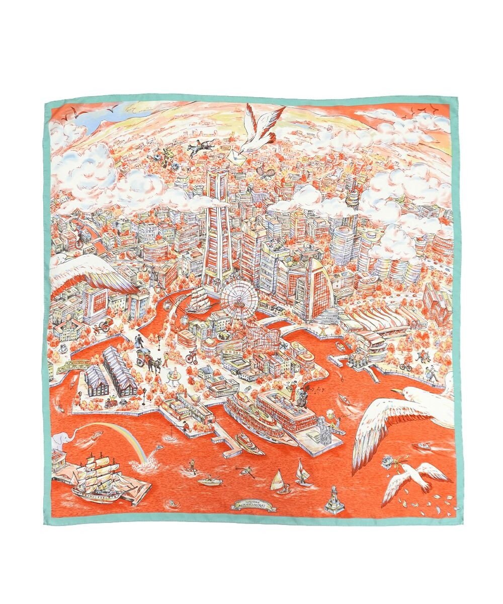 Marca 【伝統横濱スカーフ】YOKOHAMA MINATOMIRAI  大判 シルクツイル スカーフ 