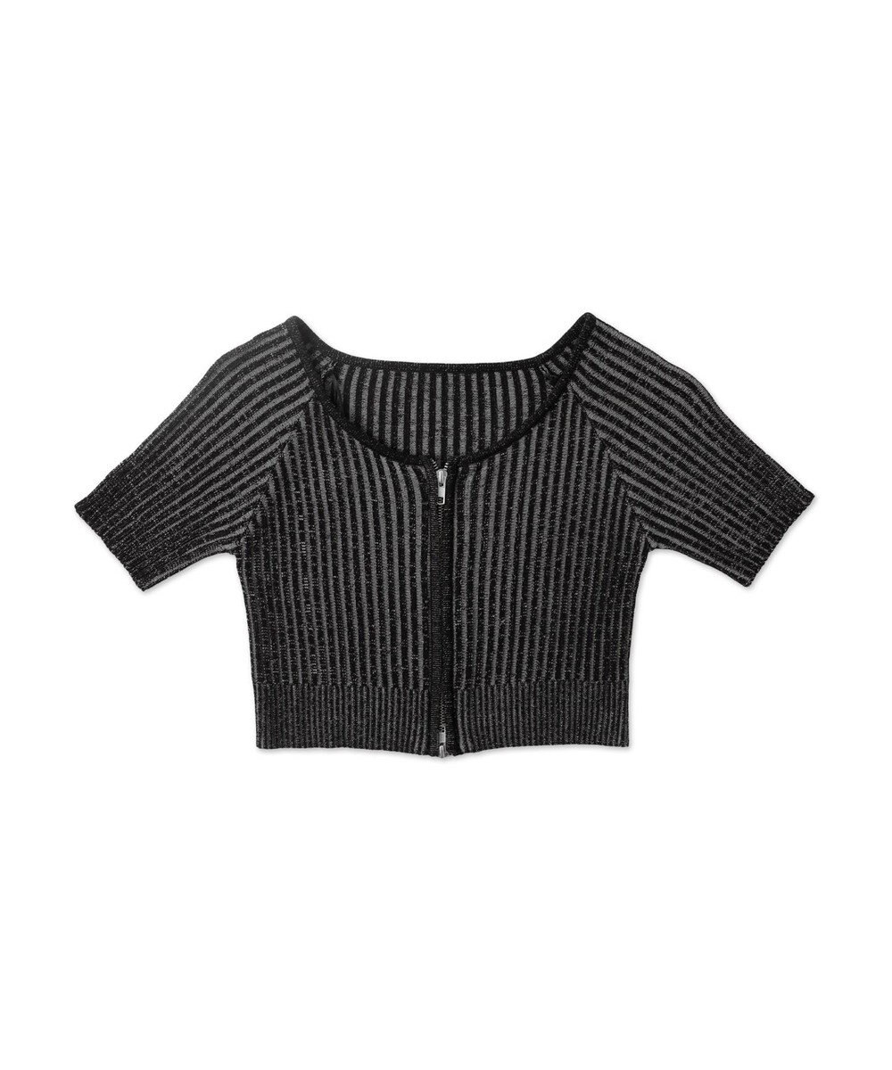 WEGO ダブルジップオフショルニットトップス 