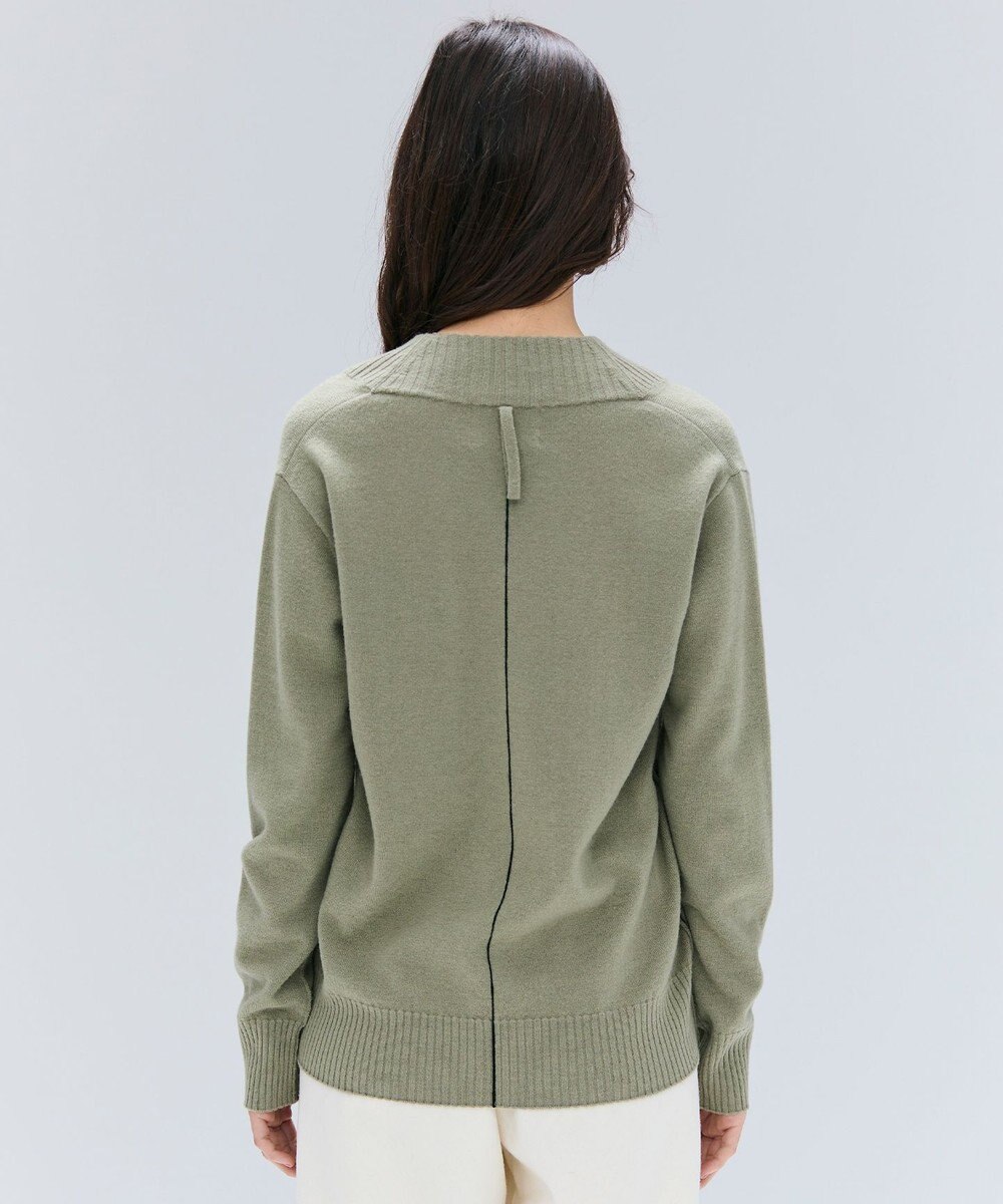 BEIGE， 【洗える】POMPE / ウールカシミヤ配色ラインVネックニット 