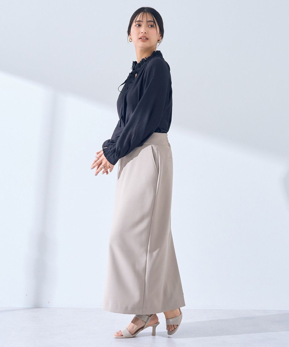 YECCA VECCA スタンドカラーシアーリボンブラウス 