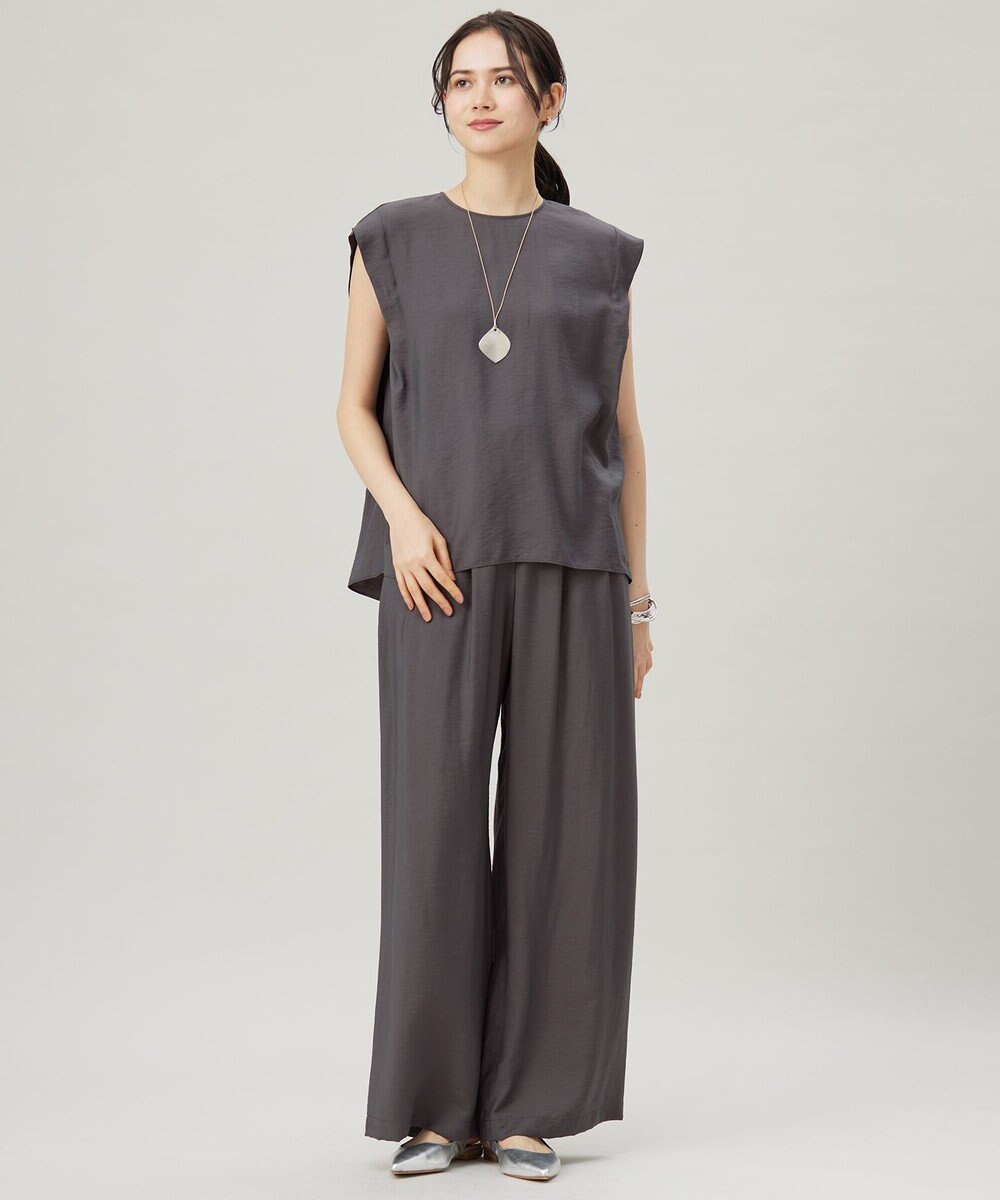 自由区 【カタログ掲載・セットアップ対応・接触冷感・UVケア・洗える】エアリーツイルワイド パンツ 