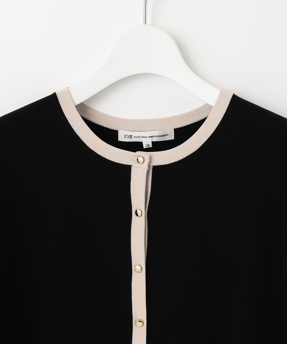 23区 【洗える】レーヨンポリエステルストレッチ 半袖 カーディガン 