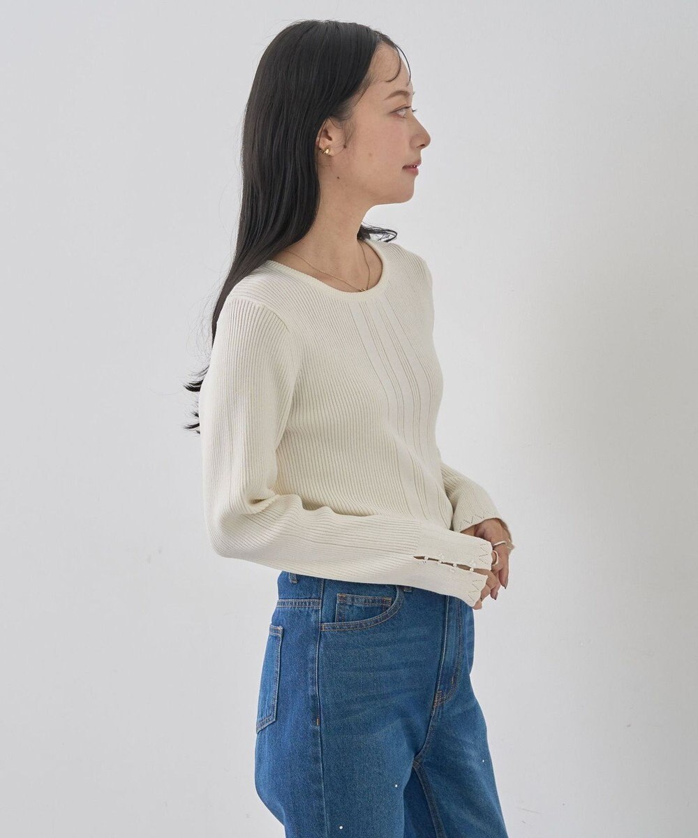 earth music&ecology パール＆ビジュースリーブプルオーバー 