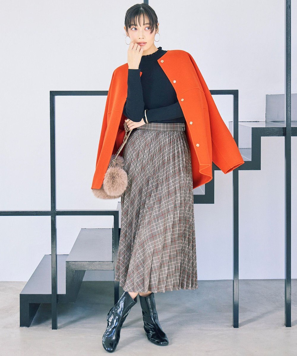 自由区 L 【17号サイズまで展開・SHIHOさん着用】ウールリバーノーカラー コート 