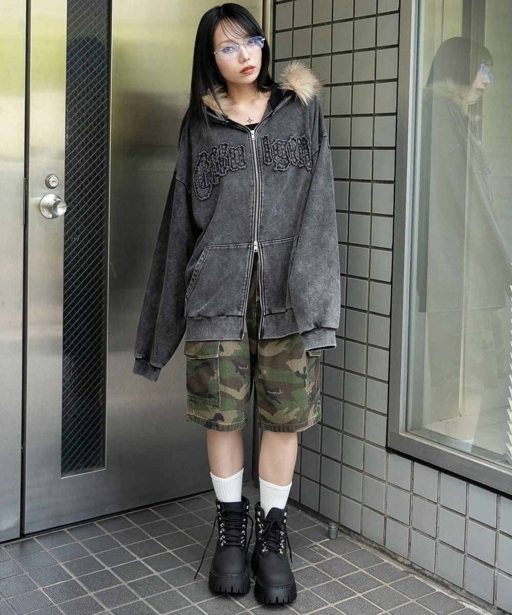 WEGO 【25年秋冬新作】ファーフードBIGZIPパーカー 