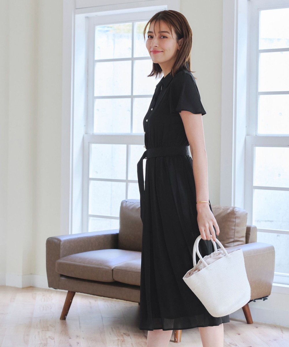 Tiaclasse 【洗える】シアー楊柳シャツワンピース 