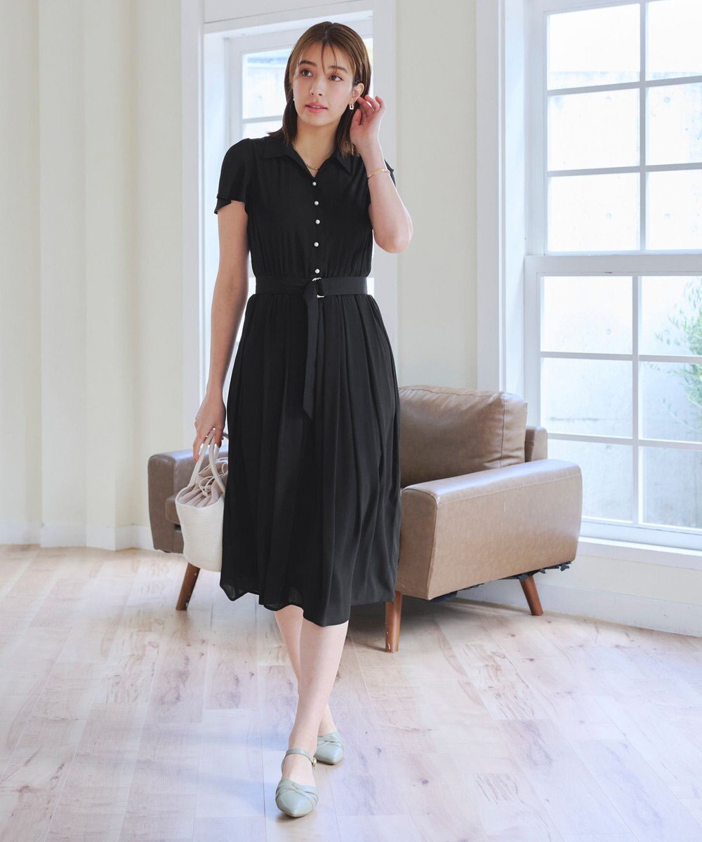 Tiaclasse 【洗える】シアー楊柳シャツワンピース 