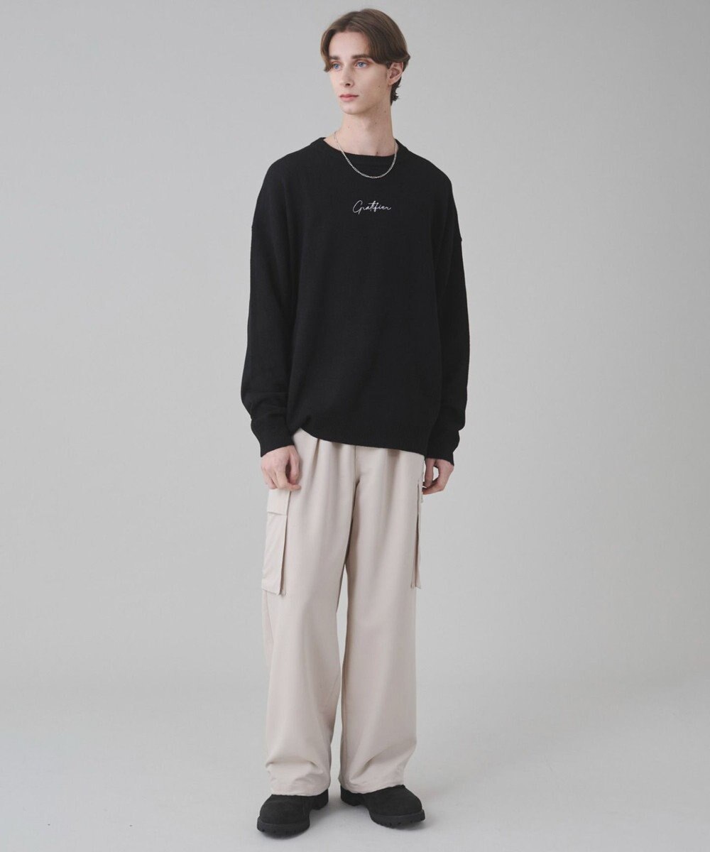 WEGO 【ユニセックス着用ITEM/SMLサイズ展開】アクセ付きワンポイントニットプルオーバー 