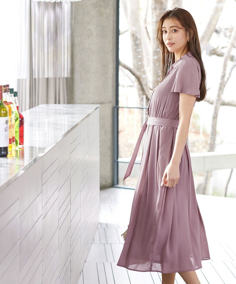 Tiaclasse 【洗える】シアー楊柳シャツワンピース 