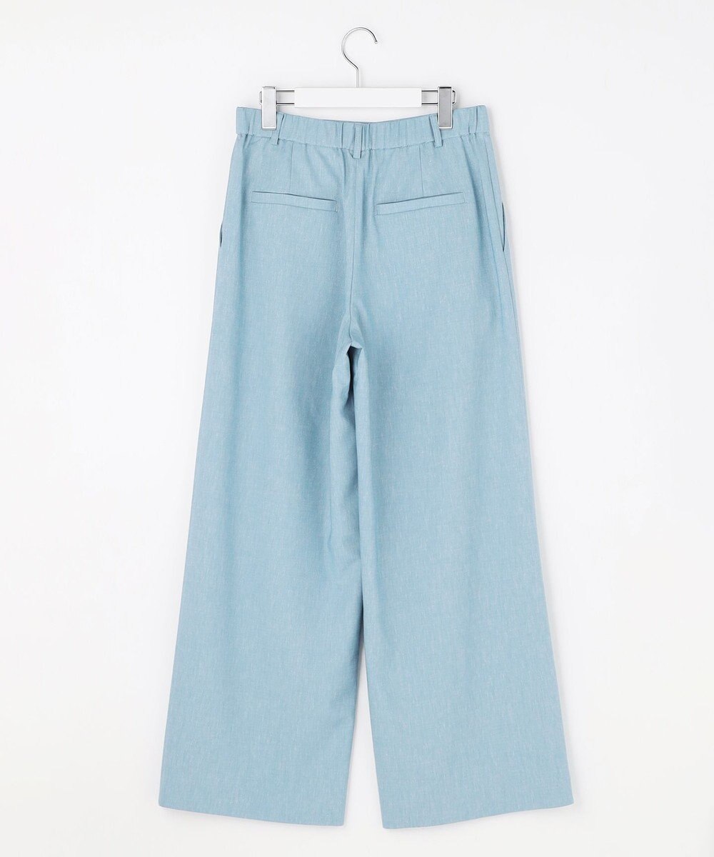 自由区 【セットアップ対応・楽チンキレイ見え】ソフトリネンダンガリーワイド パンツ 