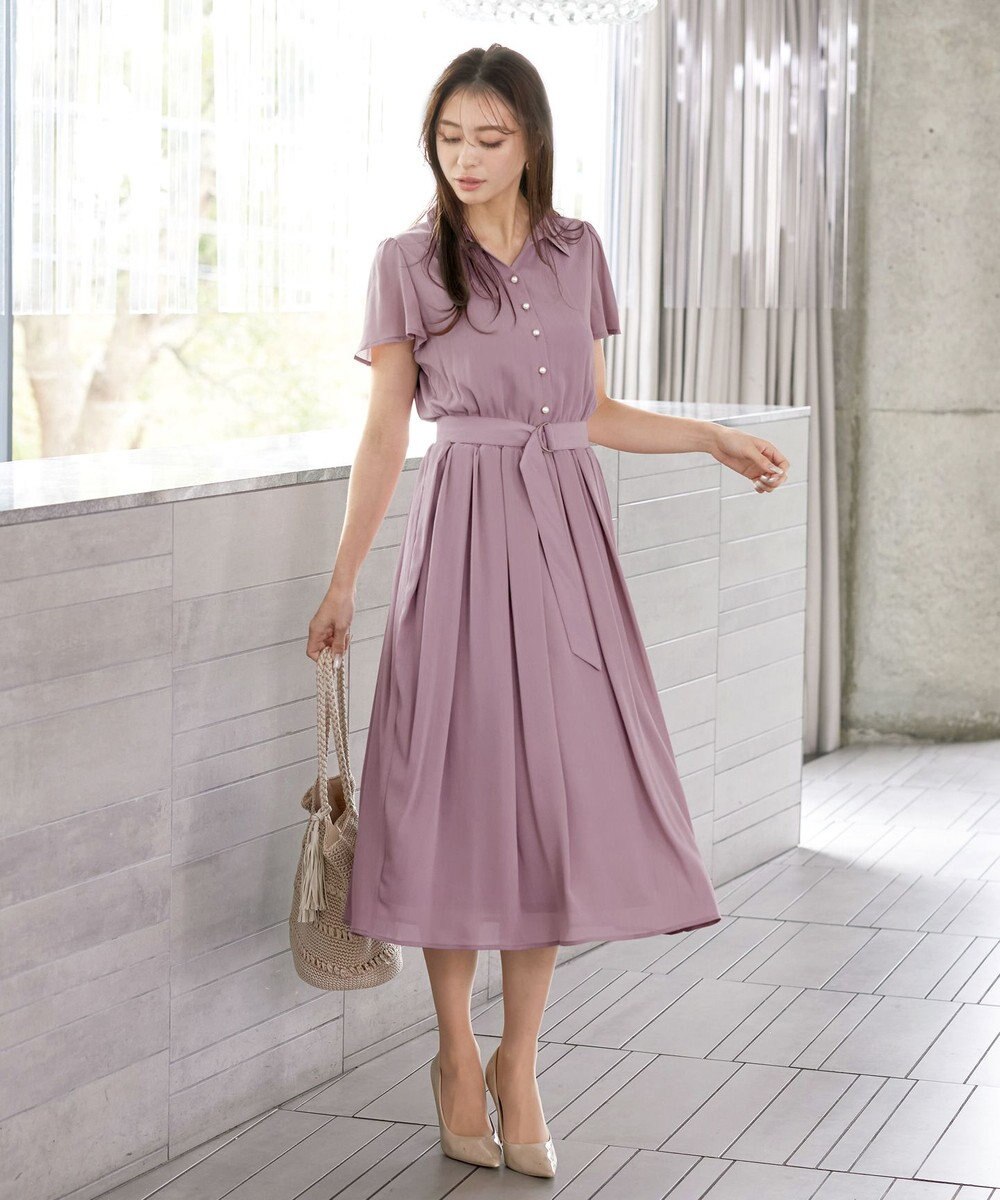 Tiaclasse 【洗える】シアー楊柳シャツワンピース 