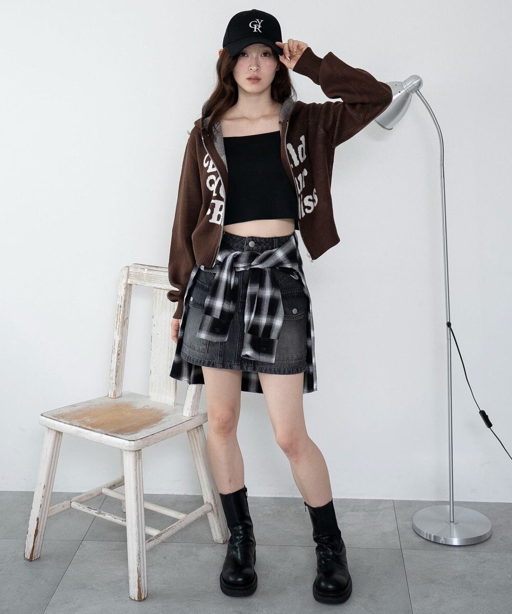 WEGO グラフィックジャガードニットZIPパーカー 