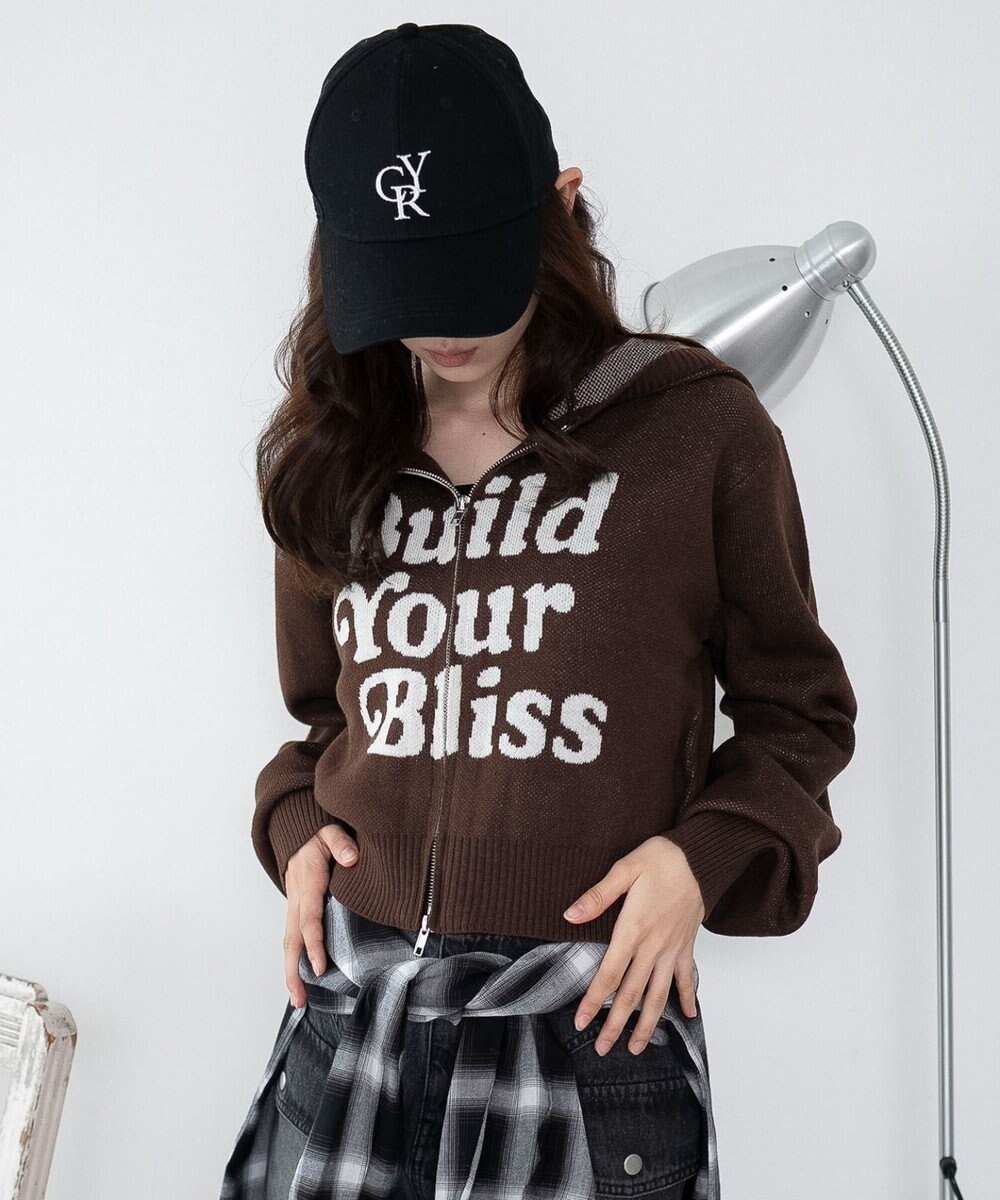 WEGO グラフィックジャガードニットZIPパーカー 