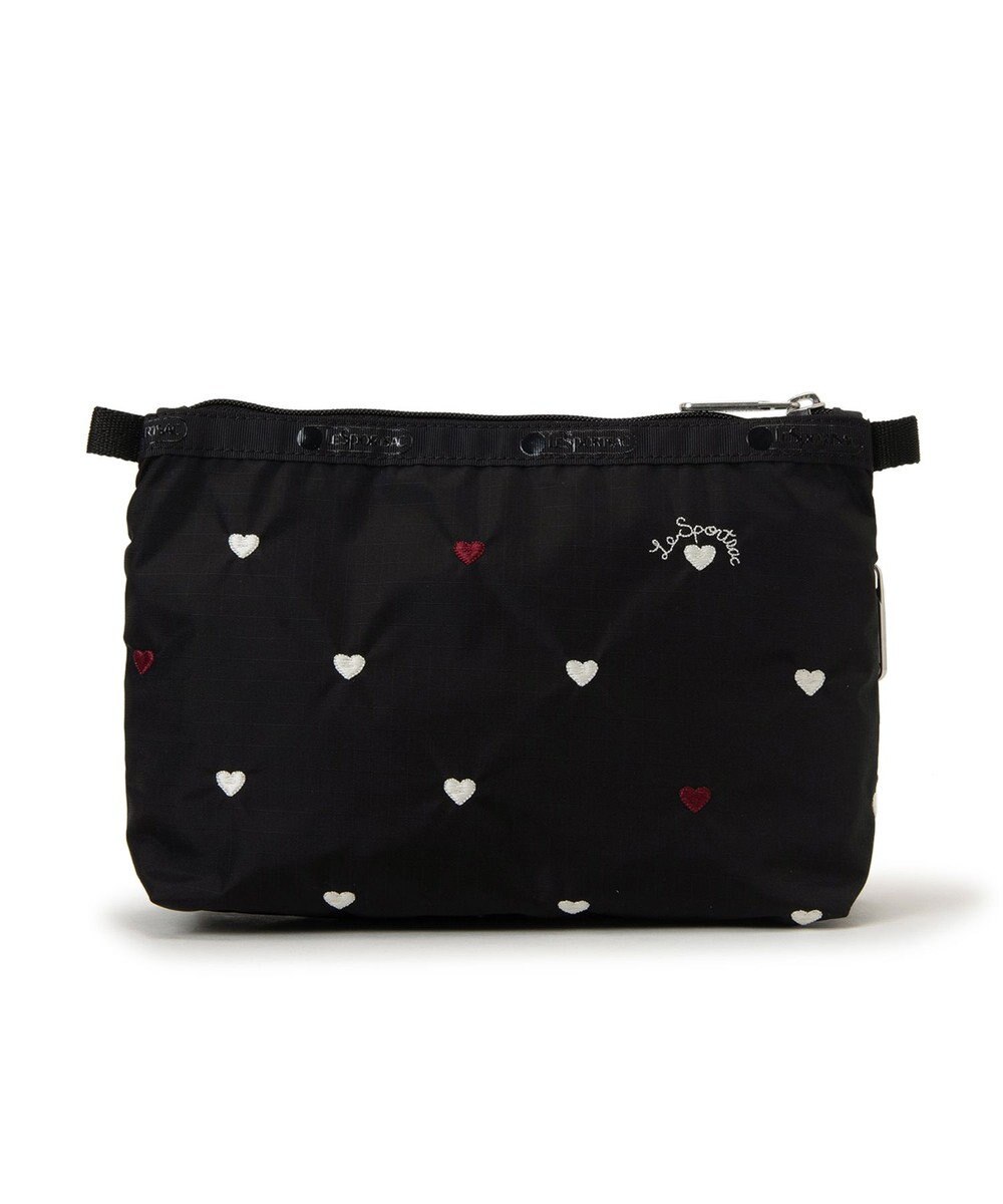 LeSportsac COSMETIC CLUTCH/レッド/ホワイトハートEMB 
