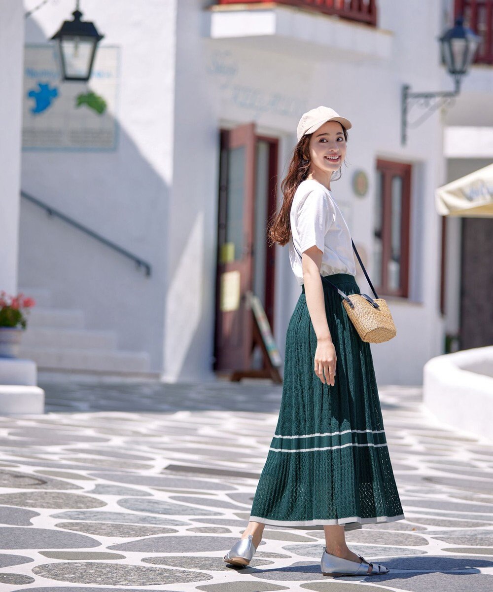 Tiaclasse クロシェ編み配色ニットスカート 